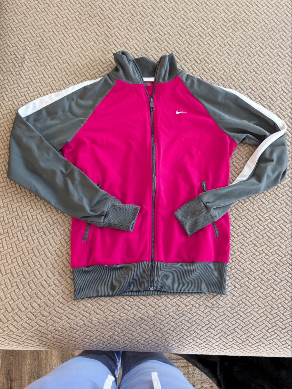 Nike Women's Fuchsia and Gray Full-Zip Varsity Jacket